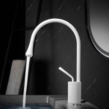 Grifo para Lavabo Diseño Moderno Mezclador Monomando Baño Agua Fría y Caliente Disponible Blanco