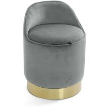 Rogal - Versa Sirsi Sgabello basso rotondo poggiapiedi per soggiorno o camera da letto, con base in oro, Misure (a x l x l) 55 x 40 x 40 cm, Tessile