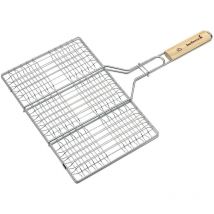 barbecook Hamburger Grill Cromo e Manico in Legno, attrezzo per Barbecue, 35x23cm