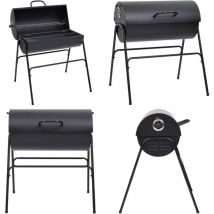 Gril à baril avec 2 grilles de cuisson Noir 80x95x90 cm Acier - barbecue au charbon de bois - barbecues au charbon de bois - Home & Living - Noir