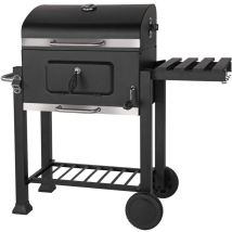 Grill à charbon MASTERGRILL – Fumoir – Hauteur 108 cm, Largeur 61 cm, Couverture, Grille ajustable, Thermomètre intégré