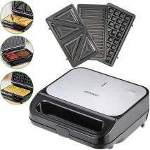 Monzana - Grill électrique 3en1 xxl 1000W appareil à sandwichs grill gaufrier 3 grils