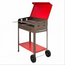 Holzkohlegrill 'Vanessa' mit Deckel und Rädern, verstellbarer Grillrost Made in Italy -60 cm