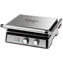 Orbegozo - grill inox gr 4580, temporizador, termostato regulable, asas tacto frío, libre de ptfe y pfoa, bandeja recogesalsas, recubrimiento efecto
