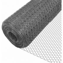 Grillage métallique pvc gainé 1x25m - Maille hexagonal 13mm - Filet de clôture pour poulailler gris