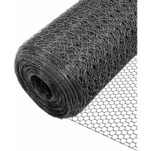 Grillage métallique pvc gainé 1x50m - Maille hexagonal 13mm - Filet de clôture pour poulailler gris