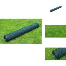 Vidaxl - Grillage à poule avec revêtement en pvc 25x0,5 m vert - Clôture Jardin - Grillage Agricole - Grillage Poulet - Clôture Pvc - Clôture Pliable