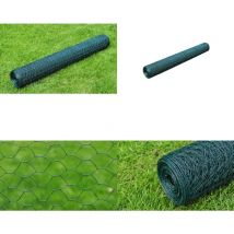 Vidaxl - Grillage à poule avec revêtement en pvc 25x0,5 m vert - Clôture Jardin - Grillage Agricole - Grillage Poulet - Clôture Pvc - Clôture Pliable