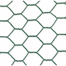 Grillage métal plastifié - 0,50 x 10 m/13 x 0,7 mm 'Galvanex Plast 13' - triple torsion -Vert - Nortene