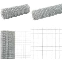 Grillage pour volière acier galvanisé 25x0,5 m argenté - Clôture Métallique - Grillage Agricole - Clôture Pliable - Clôture Résistante - Clôture Pour