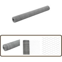 Grillage pour volière Acier galvanisé 25x1,2 m Argenté - Clôture - Grillage - Clôture Jardin - Protection Animale - Abri Poulet