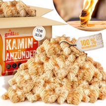 Grillas - bio Anzünder Kaminanzünder Holzwolle Grillanzünder Holz Feueranzünder 5 kg