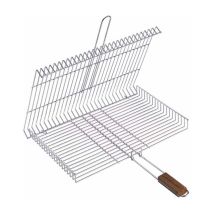 Grille De Barbecue En Acier Chromé 40x30cm – Résistante Aux Hautes Températures – Manche Soft-touch – Côtés Rabattus Pour Éviter Les Chutes – Garden 