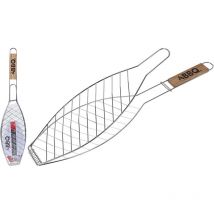 BBQ - E3/73869 grille à poisson avec manche en bois 14x58cm