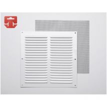 EDM - Grille avec toile moustiquaire aluminium 0.6 couleur blanc laqué 200x200mm (g)