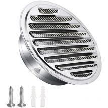 Houhence - Grille d'aération en acier inoxydable 100mm avec vis et chevilles Protection contre les intempéries Lamelles avec moustiquaire et boucle