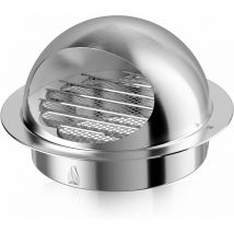 Grille d'Aération,150mm Ventilation Hotte Murale Ronde, Bouche de Sortie Ventilation Grille en Acier Inoxydable 304 Avec Moustiquaire