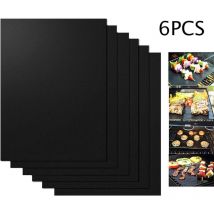 Qiyao - Grille de barbecue,Lot de 6 tapis de barbecue antiadhésifs réutilisables en téflon,adaptés au four à gaz, au charbon de bois et au gril