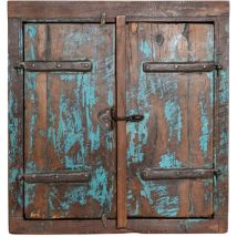 Biscottini - Grille de fenêtre en bois massif et en vieux fer médiéval avec cadre intérieur ou extérieur