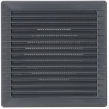 EDM - Grille de ventilation carrée encastrable de Ø10cm avec moustiquaire fabriquée en abs de couleur grise 17x17x1,15cm