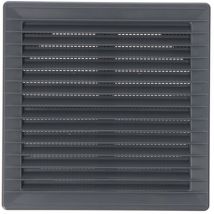 EDM - Grille de ventilation carrée encastrable ajustable de Ø8cm à Ø15cm avec moustiquaire fabriquée en abs de couleur grise 17x17x1,1