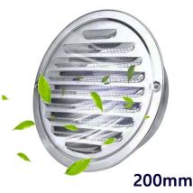 Grille de Ventilation en Acier Inoxydable- Grille d'aération avec Moustiquaire - Couvercle d'évacuation pour Cuisine Meubles Bouche(200mm)