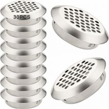 Grille de Ventilation Ronde Inox 30 Pcs Grille d'évacuation d'air 35mm Grille Aeration Grille Ventilation Inoxydable pour Cuisine Meubles Bouche