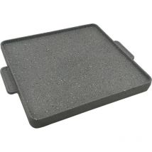 Omac - Grille en fonte avec revetement antiadhe'sif 41,5x41,5cm 1 face lisse 1 face raye' avec poigne'es Grigio 41,5x41,5 cm