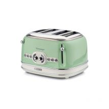 Vintage 4 Slices Toaster 156, Grille-Pain avec 6 Niveaux de Grillage, Éjection Automatique, Fonction Décongélation, Tiroir Ramasse-Miettes Amovible,