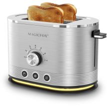 Magicfox - Grille-pain 2 Fentes 850W Décongélation Réchauffage, Éjection Automatique, Boîtier inox et Lumière led en bas