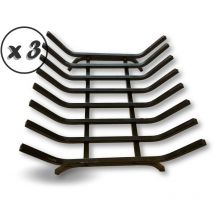 Grille porte bûches éco acier forgé 8 barreaux Stockage bois Support extérieur foyer ouvert - Quantité x 3 - Grille porte- buches Eco
