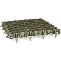 Grille Stabilisatrice Pour Gravier 50x50cm – Résistance 160t/m2 – 8 Crochets Et 4 Goupilles D'Ancrage – Couleur Verte – Der Holzwurm