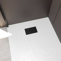 Griglia traforata in acciaio inox Nero Opaco per piatto doccia - 20.15x12.3x0.55cm