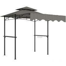 Grillpavillon 242x232x248 Cm Wasserabweisend Flammhemmend Gartenpavillon Mit Doppelschichtdach Grau