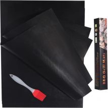 Rapanda - Grillutensil, Backmatte, 4er-Set BBQ-Backmatten, Silikon-Grill-Ofenbürste – 40 cm x 33 cm – Antihaft-Grill, wiederverwendbare Backmatten,