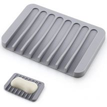 Gris) 1 porte-savon en silicone pour salle de bain, porte-savon de cuisine, porte-savon de douche, salle de bain, cuisine