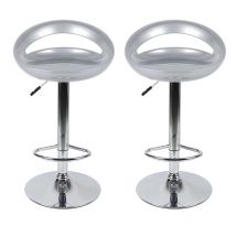 Lot de 2 Tabouret de bar en plastique abs réglage en hauteur-Gris