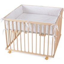 Parc pour bébé:Gris/points, Naturel/non traité - Waldin