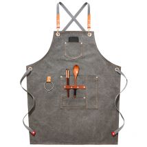 Gris)Tablier de cow-boy de haute qualité avec poches pour coiffeur, peintre, jardinier, styliste de coiffure pour femme et homme