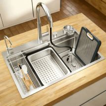 Große Einzel-küchenspüle, Haushalts-küchenspüle Aus Edelstahl Sus304, Dickwandige Einzel-spüle In Naturfarbe, Gemüseschale, Geschirrschale – Telisiya 