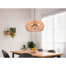 Große Led Pendelleuchte 3-flammig Korbgeflecht Aus Rattan, Ø 50cm