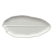 Große Längliche Blattplatte 36,5x17x2,5 Cm Zelda Stoneware Grau