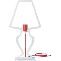 Große Silhouette-Tischlampe 30x54 cm aus stilisiertem Eisen. Modernes, traumhaftes Design. E27-Anschluss. Hergestellt in Italien. Weiß