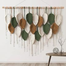 Großer Boho-blätter-wandteppich Mit Quasten Zum Behängen, Blätterdekoration Für Wohn- Oder Schlafzimmer