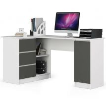 Akord - Eck-Schreibtisch B20 links in der Farbe Weiß mit 3 Schubladen Front Graphitgrau und 4 Ablagen B155 x H77 x T85 cm