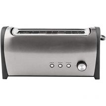 Großer Toaster aus Edelstahl – 1000 W – 250 x 41 x 120 mm – 6 Toaststufen – Extra-Lift-Funktion – Herausnehmbare Krümelschublade