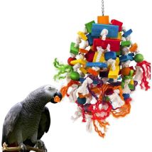 Großes Papageienspielzeug – Mehrfarbige Holzklötze Zum Zerreißen, Vogelspielzeug, Empfohlen Für Graukakadus Und Verschiedene Papageienarten.
