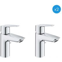 Grohe - 2er-Set Einhebel-Waschtischmischer, mit Ablaufgarnitur, Größe s, Chrom (31137002-DUO)