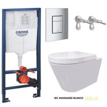 Bati-Support réservoir encastrable et plaque chrome avec wc suspendu Rim-ex Avangard blanc br aqua - Grohe