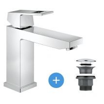 Grohe - Eurocube Set Single-Lever Mixer 1/2' Size m + Waste set with push-open plug (23446000-CLICCLAC)